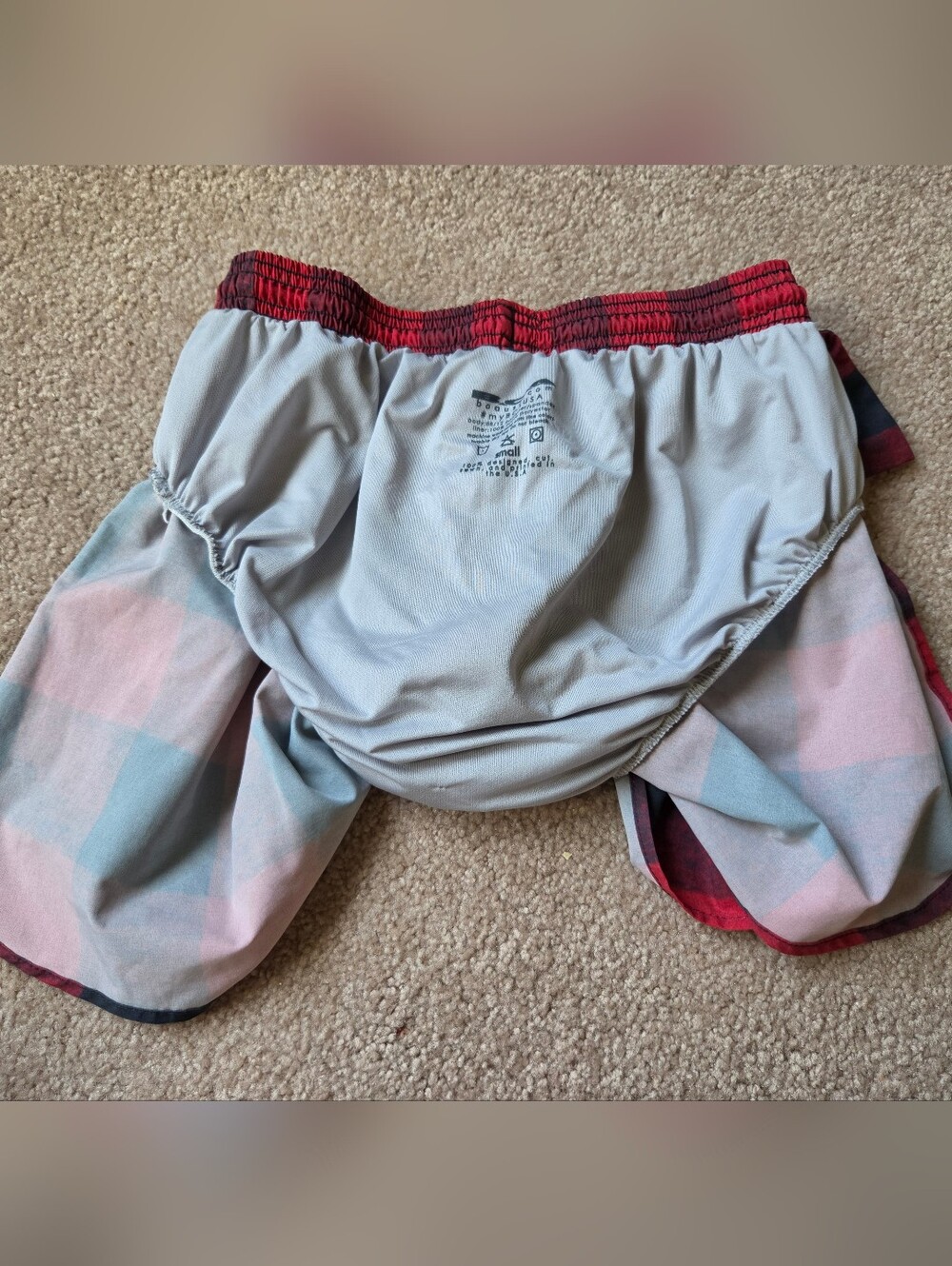Boa Mens Buffalo Plaid Printed 3" Half Split Shorts, Small Running Trail - Picture 7 of 7